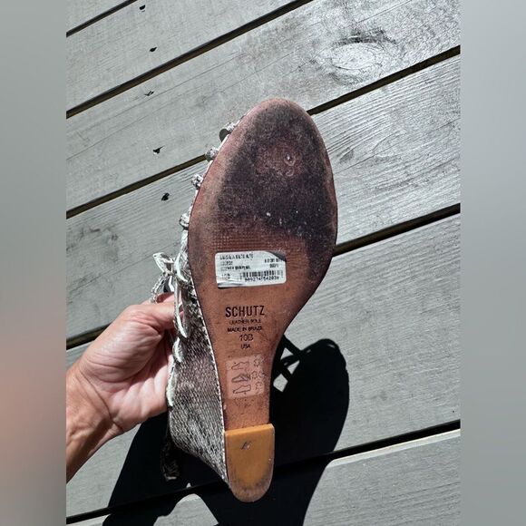 Schutz Wedge python Snakeskin Cobra Sandals 10 - Picture 5 of 7